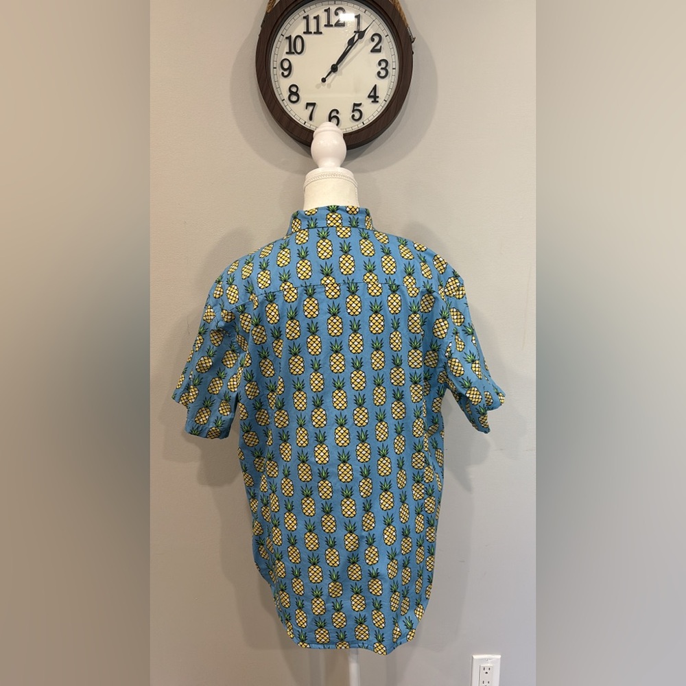 Amnesia Blue Pineapple Print Men's Shirt - Picture 3 of 5